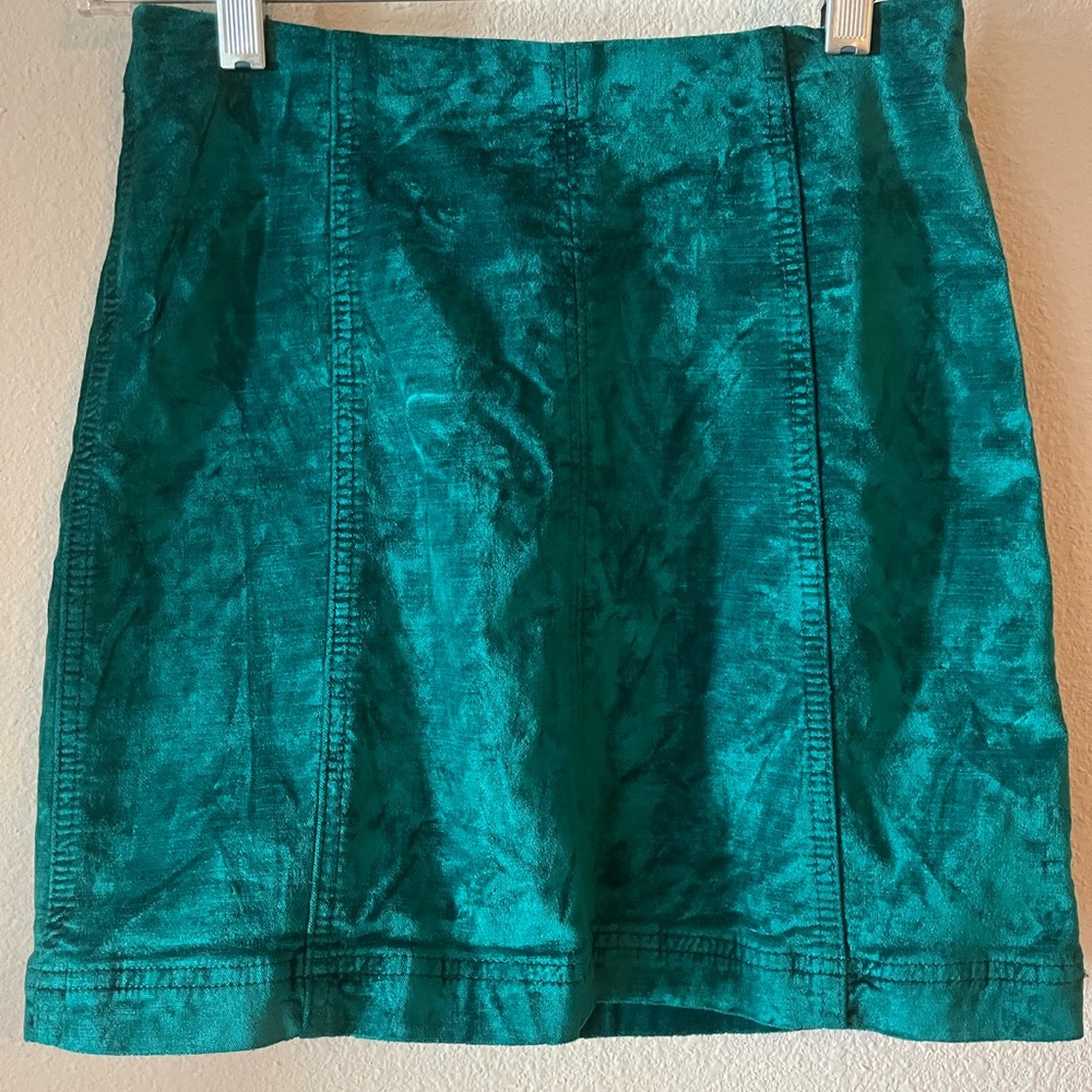 Free people green velveteen skirt